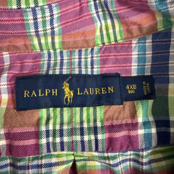Ralph Lauren Men's 4XB Mutlicolor Plaid Short Sleeve Button-Front Shirt - Picture 5 of 7